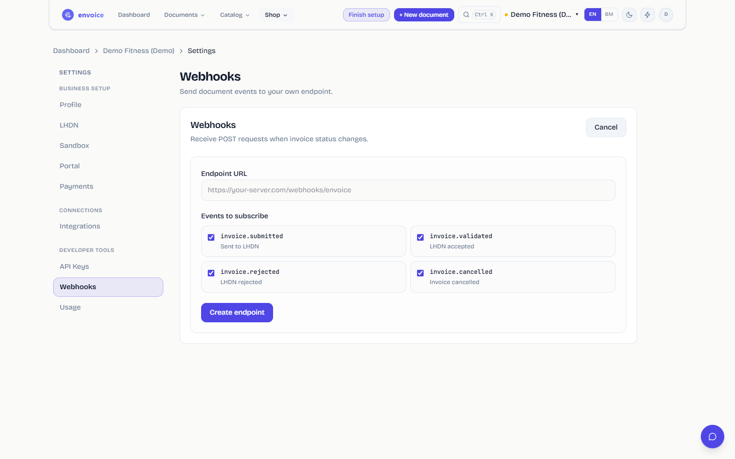Add a webhook endpoint