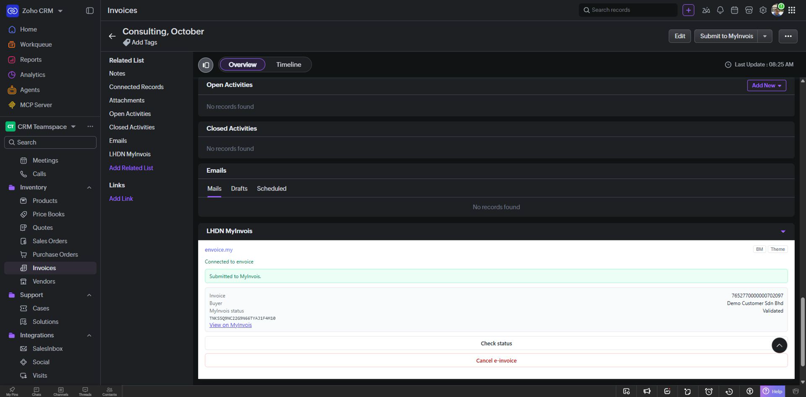 Validated with UUID and MyInvois link