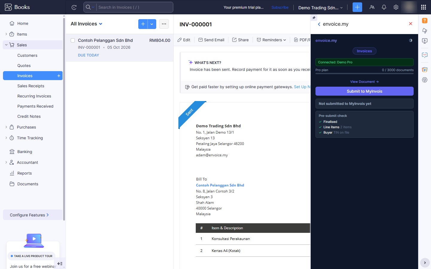 Submit to MyInvois with the pre-submit check